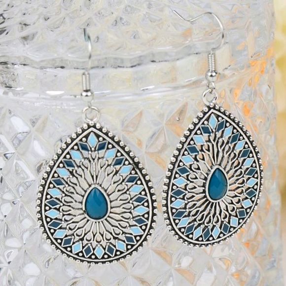 Blue Water Drop Earrings - Picture 2 of 3